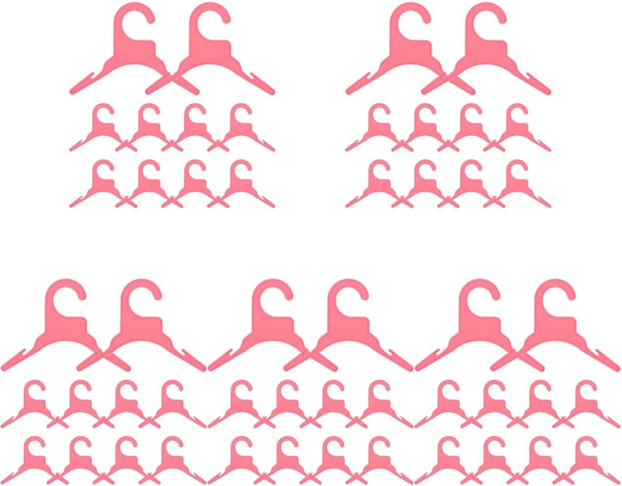 POPETPOP 50 Pcs Dog Clothes Hangers, Cute Pink Dog Drying Coat, Plastic Pet Apparel Hangers, Puppy Drying Racks for Dolls Cats Small Animals (Pink)