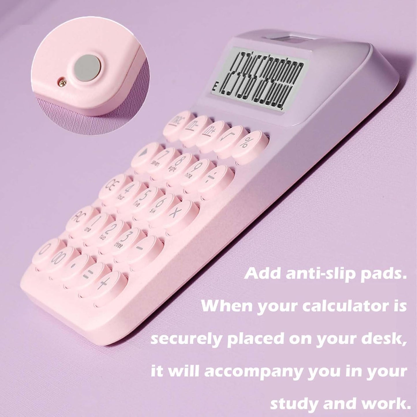 Large Button Calculator, Cute Gradient Desktop Calculator, 12 Digits, Large LCD Display, Dual Power Source, Solar and Battery, Perfect for Teachers Students Basic Office (Pink Blue)