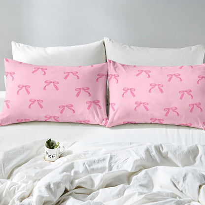 Erosebridal Girls Bow Sheet Set Cute Bowknot Bed Sheets Set for Girls Women Dreamy Princess Twin Size Sheets,Preppy Pink Coquette Room Decor