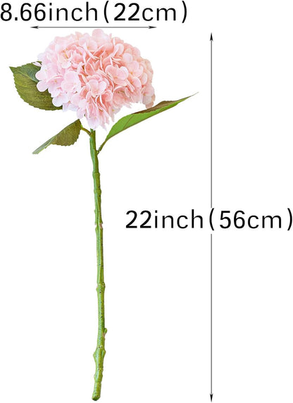 DUYONE 22" Real Soft Touch Hydrangea Artificial Flowers Realistic,Large Long Stem Fake Flowers Full Latex Faux,Wedding Bouquet,Party Home Decor,Garden Office Room Table Centerpieces Pink 3Pcs