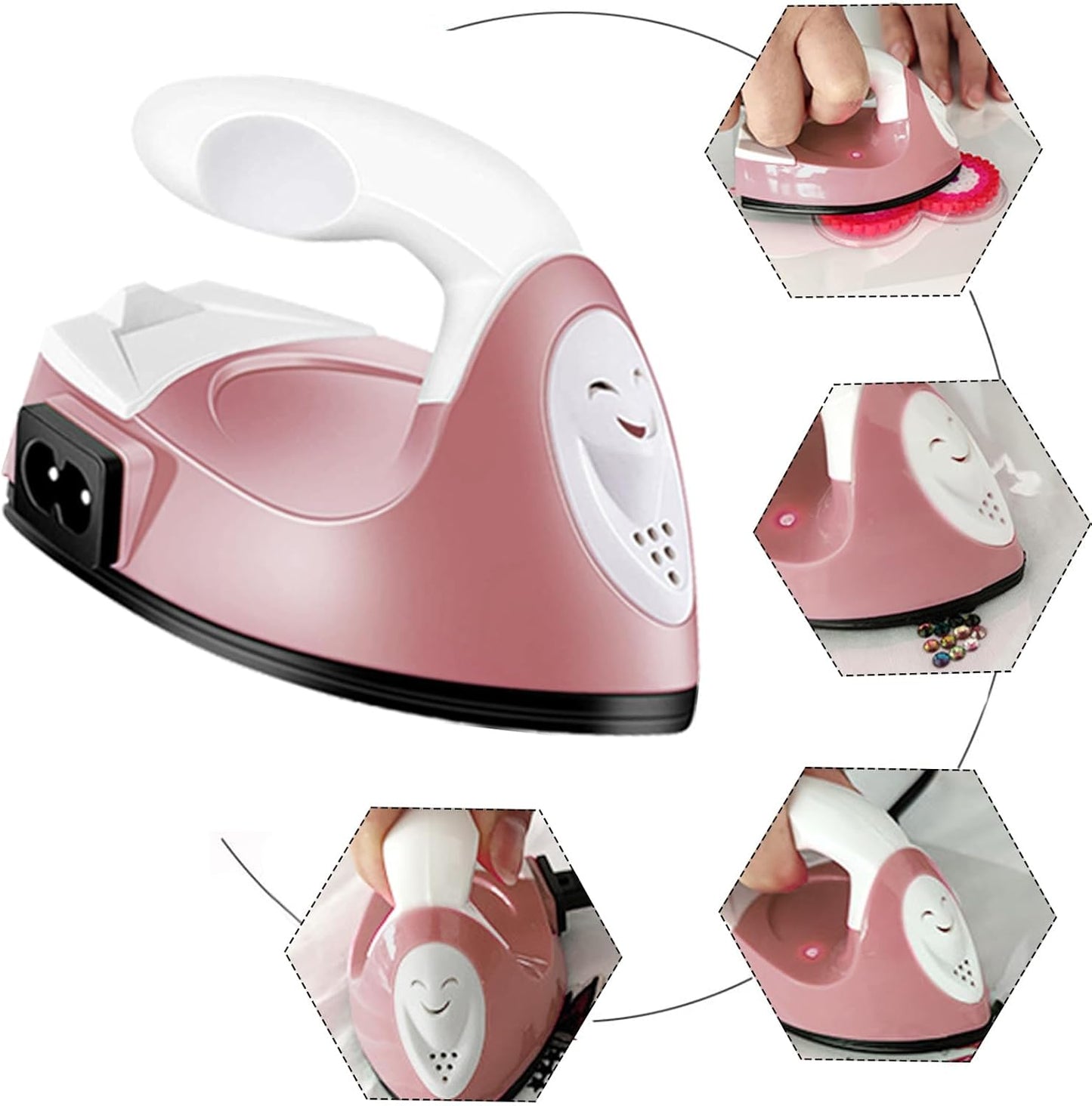 Mini Craft Iron Mini Iron Press,Mini Heat Press Machine for T Shirts Shoes and Hats Small Heat Transfer Vinyl Projects,Portable Travel Irons Mini Heat Press Crafting Craft Clothes (Fruit Pink)