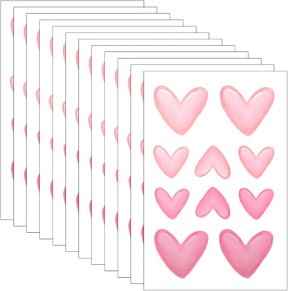 120 Pieces Heart Wall Decals, Pink Heart Shape Wall Stickers, PVC Removable Pink Walls Stickers for Girls Bedroom, Nursery, Kids Room, Playroom Decorations, Pastel Cute Hearts