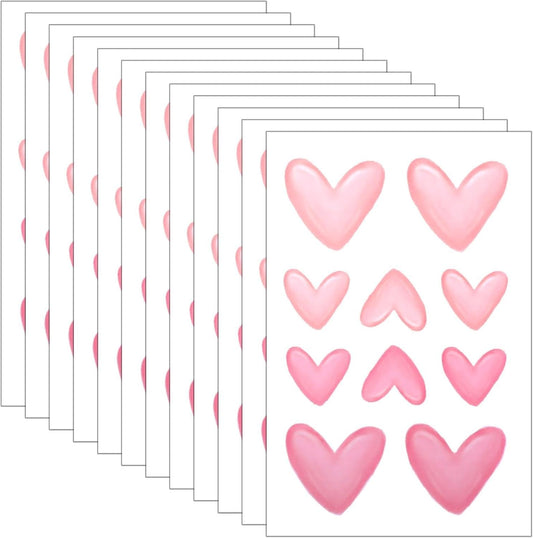 120 Pieces Heart Wall Decals, Pink Heart Shape Wall Stickers, PVC Removable Pink Walls Stickers for Girls Bedroom, Nursery, Kids Room, Playroom Decorations, Pastel Cute Hearts