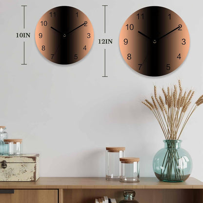 Ombre Abstract Gradient Coral Pink and Black Wall Clock Battery Operated Non-Ticking 12" Round Wood Clocks, Kitchen Wall Clock for School Bathroom Living Room Home Office Wall Decor