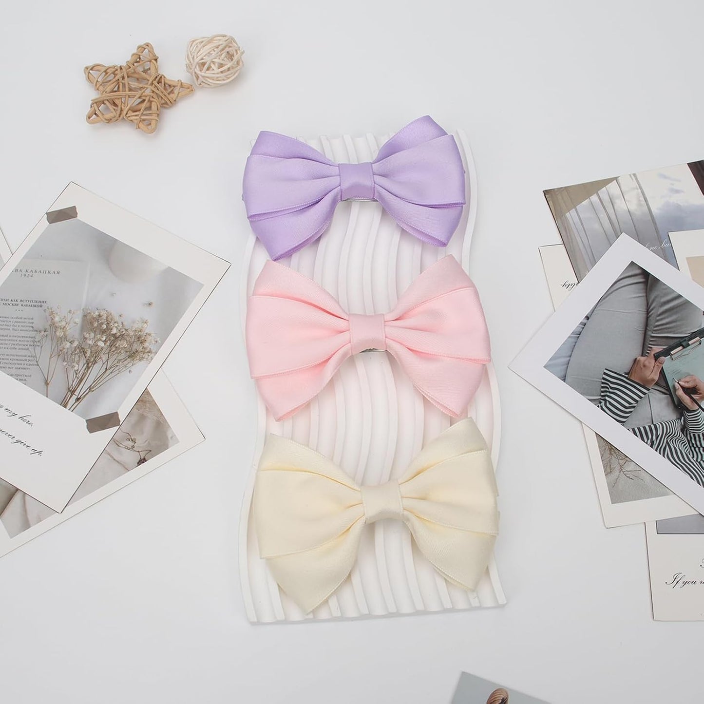 4.5 Inches Hair Bows for Girls Thick Ribbon Boutique Alligator Clips Hair Accessories for Baby Girls Toddlers Kids Teens 2 Pcs (Light Pink)