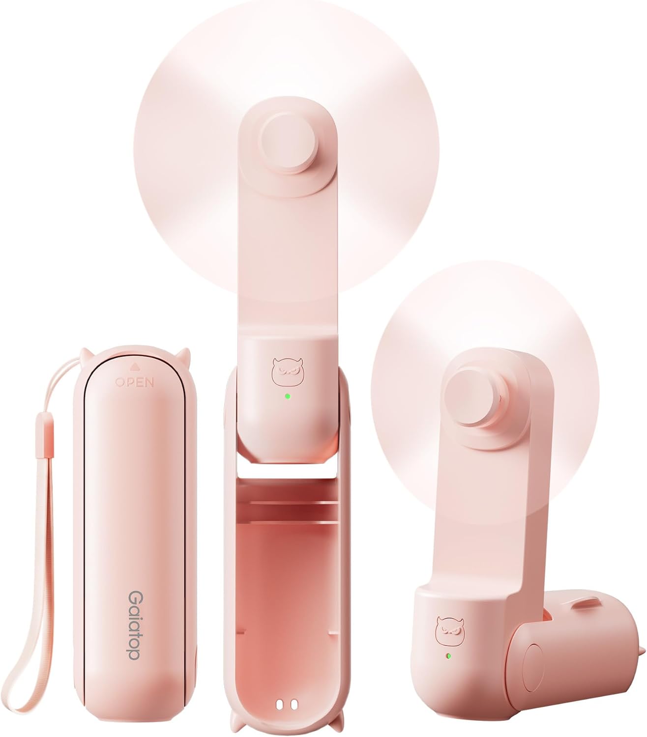 Gaiatop Portable Handheld Fan, 3 in 1 Mini Fan Handheld [17h Max Cooling], Foldable Personal Fans Pocket Design, USB Travel Fans Portable, Lash Trip Summer Essential Cute Gifts for Women Girl, Pink