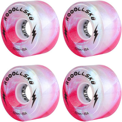 Roller Skate Wheels Light up Skate Wheels Indoor and Outdoor Glow Quad Skate Wheels 85A 62MM