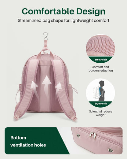 Quilted Tennis Gym Backpack for women Tennis Bag Holds 2 Rackets with Top Panel & Ventilated Shoe Compartment Sports Duffle Bags with Wet Pocket & Fence Hook