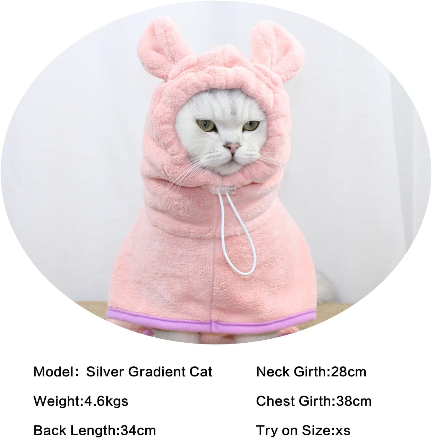 Pet Bathrobe for Dog Cat Absorbently Quick Drying Coat Cute Dogs Bath Towel Hooded Robe Adjustable Collar & Belly Strap for Pool Beach (Pink, Medium)