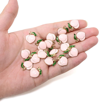 yueton 40PCS Enamel Alloy Charms: Dainty Pink Peach Pendants for Jewelry Making