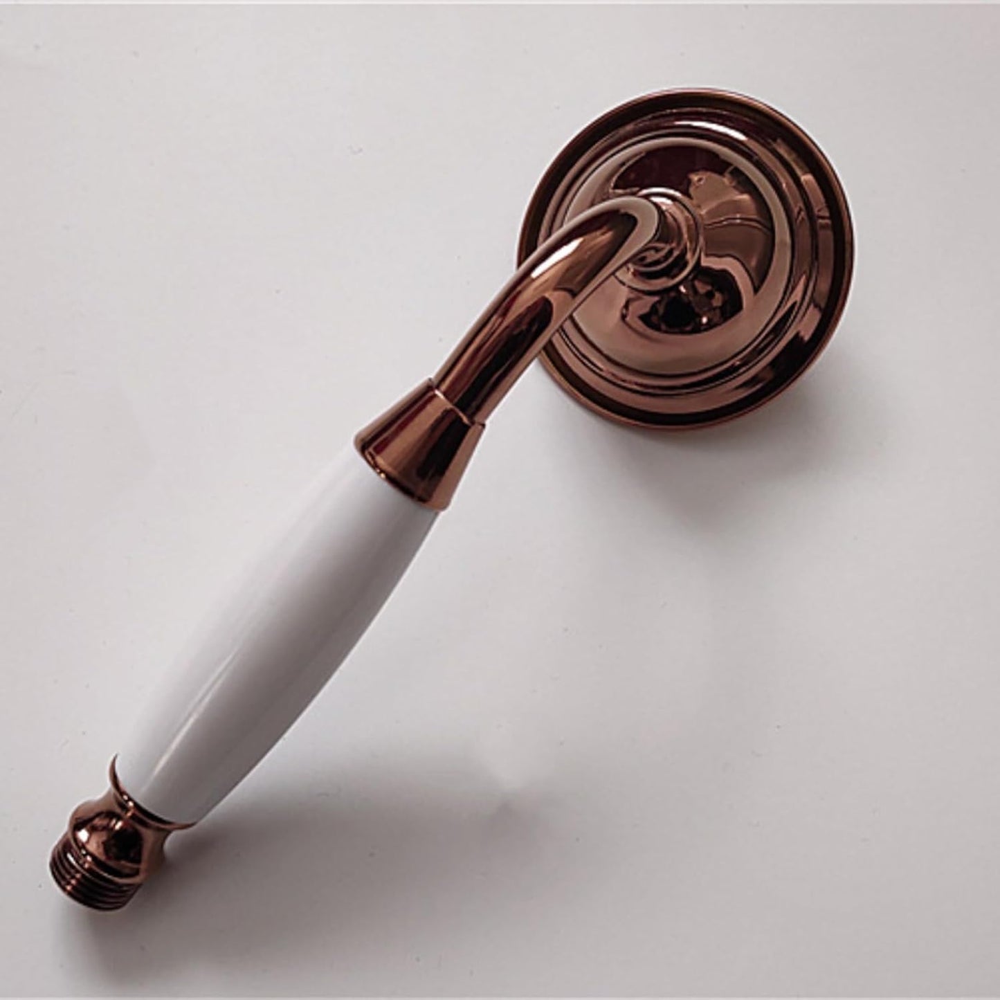 Handheld Shower Head Bell Shape White Ceramic Handle Stainless Steel (Rose Gold)