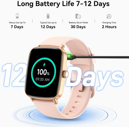 Smart Watch for Women, 1.85" HD AMOLED Fitness Tracker (Answer/Call) with 24/7 Heart Rate/Sleep/SpO2 Monitor for iPhone & Android, 120+ Sports Modes Smartwatch with IP68 Waterproof, 2 Bands
