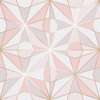 ReWallpaper Pink Geometric Peel and Stick Wallpaper Removable Rose Gold Modern Wallpaper for Bathroom Powder Room Vanity Cabinets and Shelves Accent Wall Small Space Decor Renter Friendly 17.5 x 10ft