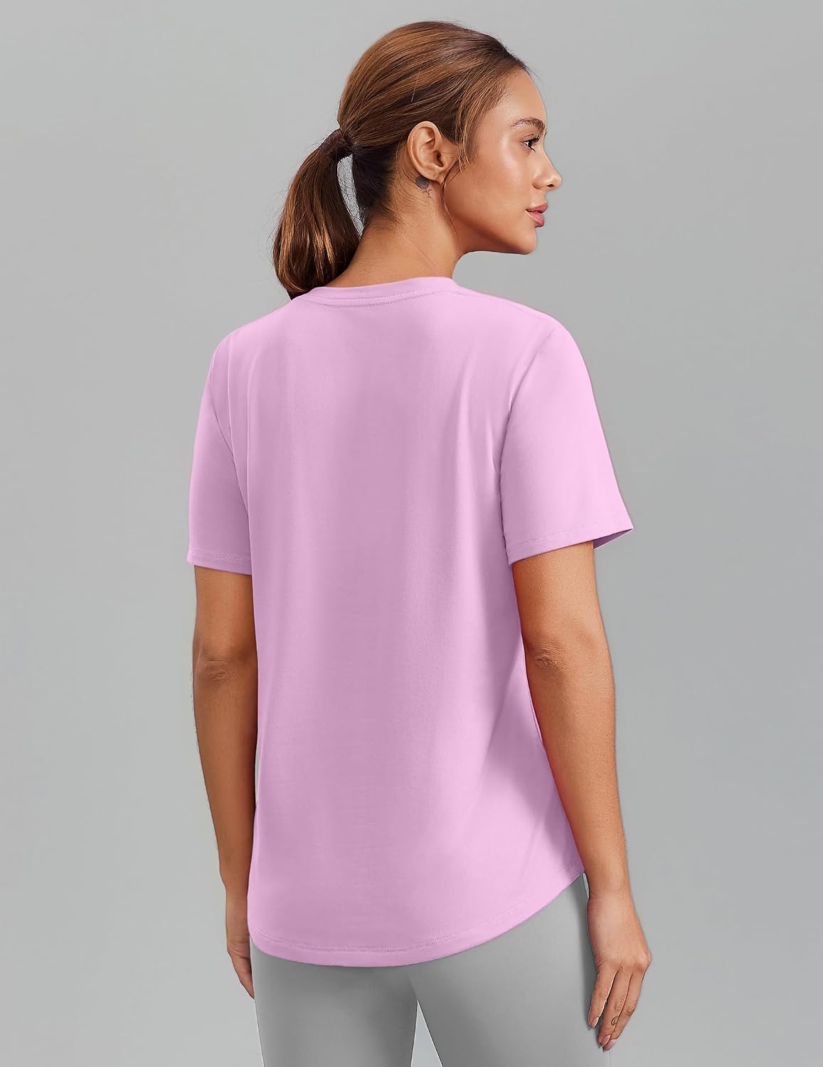PINSPARK Soft Workout Tops for Women Short Sleeve V Neck Moisture Wicking UPF 50+ Sun Protection Quick Dry Gym Shirts