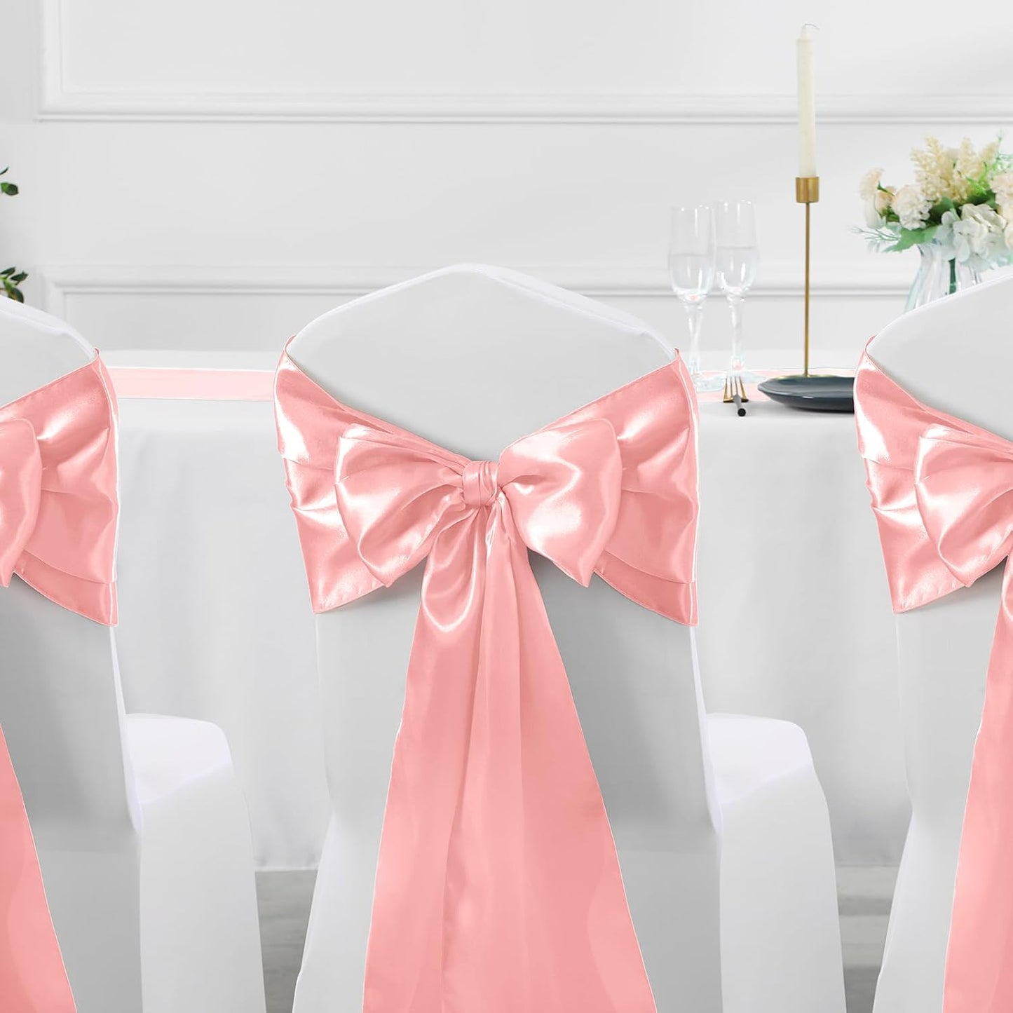 Manyshofu 4Pcs Satin Blush Table Runner - 12 x 108 Inch Long Size, Party Table Runner Decor Bright & Smooth Wedding Decorations Table Runners for Banquet Chef Birthday Buffet Dinner Graduations