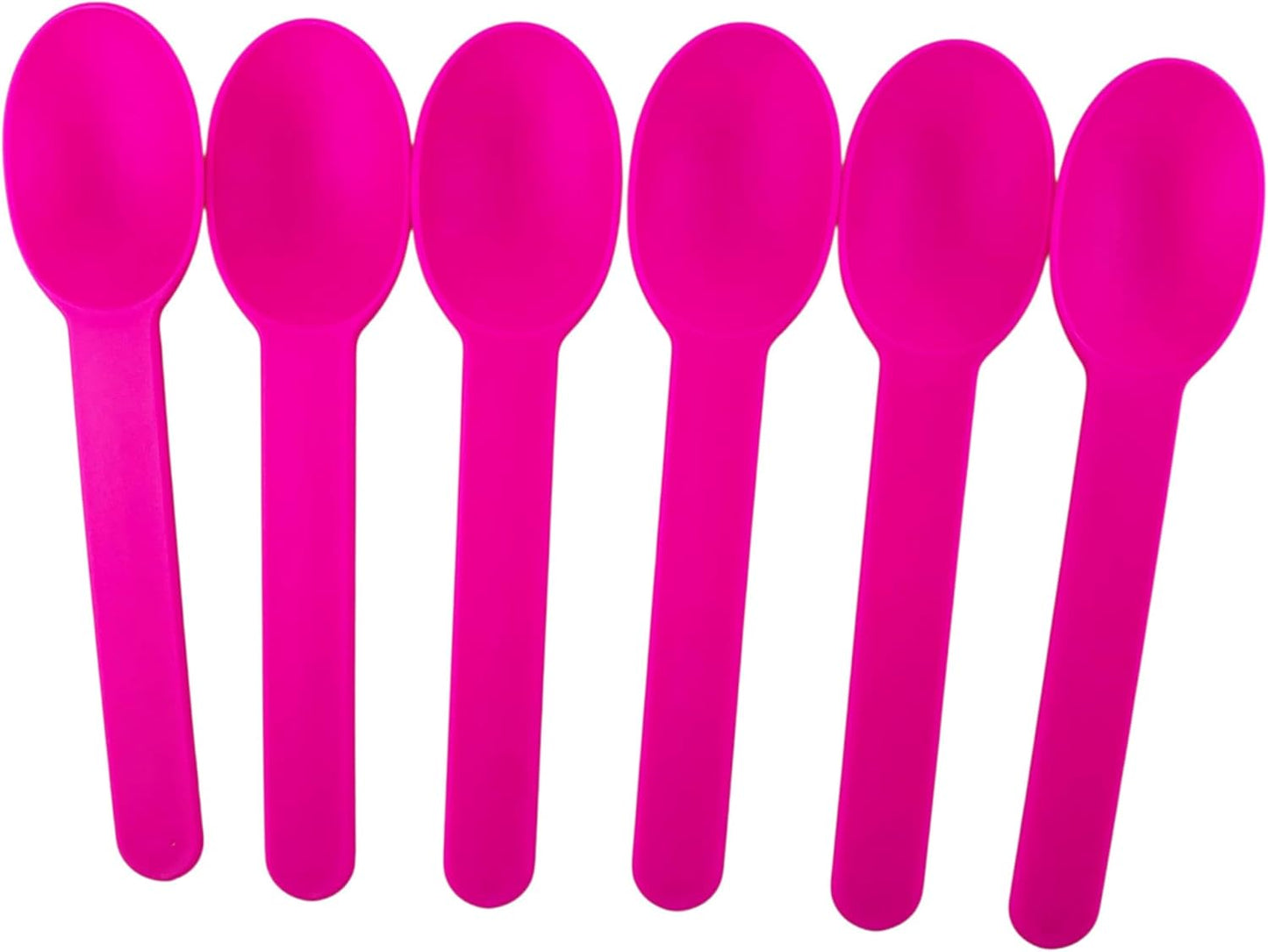 Heyiwell 50PC Pink Plastic Dessert Spoons, 5.9"Ice Cream Spoons with Wide Handles for Party & Everyday Use