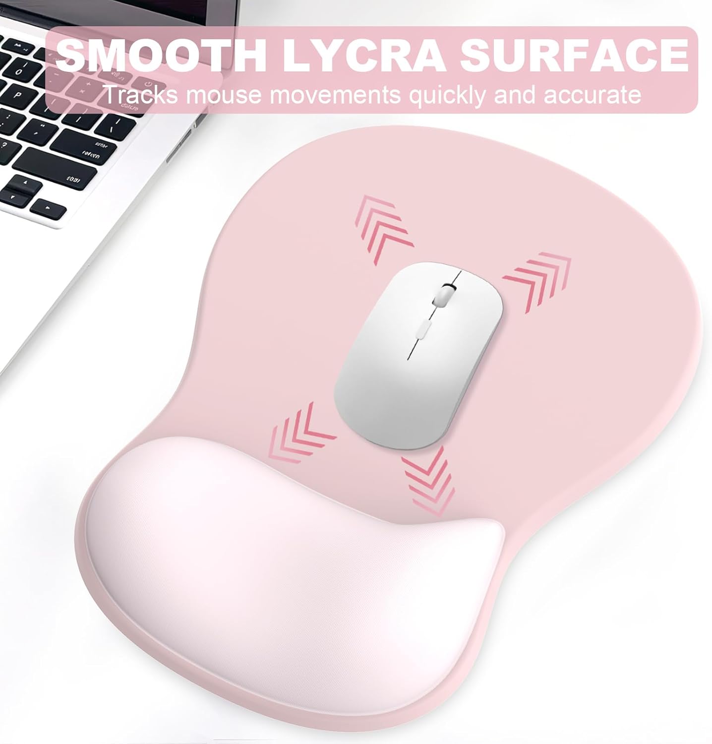 Ergonomic Mouse Pad with Wrist Rest and Keyboard Wrist Rest, Gel Mousepad and Wrist Rest for Computer Keyboard, Pain Relief, Non-Slip PU Base, Pink Mouse Pad with Wrist Support for Gaming, Office