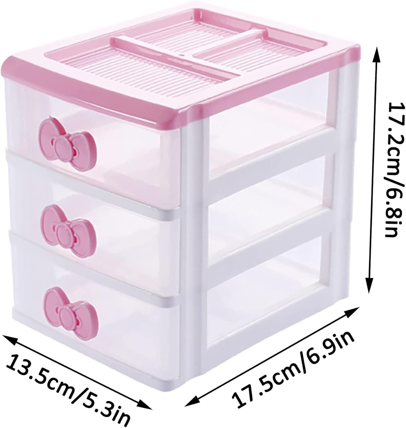 3 Drawers Small Pink Plastic Drawers Organizer, Kawaii Mini Desktop Storage Drawers, Small Pink Drawers Desk Organizer for Bathroom, Vanity, Office, Bedroom