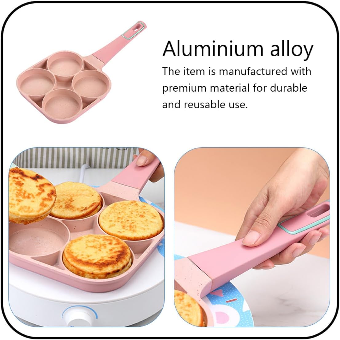 SHINEOFI Non-stick Breakfast Skillet Pan Aluminium Alloy Nonstick Egg Cooker with Groove Design for Easy Cleaning and Cooking Small Flat Frying Pan for Omelettes and Pancakes Pink