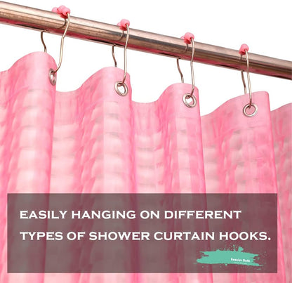 Blush Pink 3D Crystal Plastic Shower Curtain Liner, 72x72 Inch Thin Lightweight Plastic Bathroom Shower Showroom Inner Curtain with Rustproof Metal Grommet Holes and Weighted Magnets