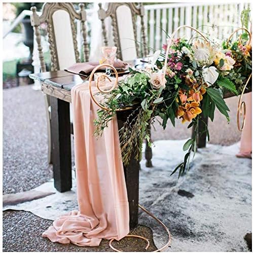 Chiffon Table Runner Light Peach Sheer Table Runner 5 Pieces Wedding Decorations for Wedding Holiday Table Decorations-27x120 inch