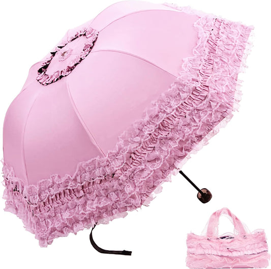 URAWESO Vintage Lace Parasol Gothic Lolita Umbrella UV Sun Protection Witch Cosplay Photoshoot Props Party Decoration