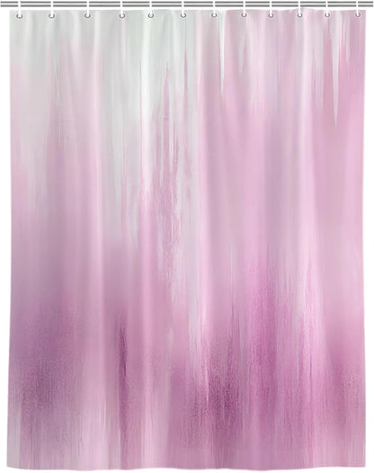 Pink Ombre Shower Curtain, Stall Bathroom Curtains for Bathtub, Modern Abstract Gradient Minimalist Art Waterproof Fabric Shower Curtain Set with 12 Hooks, 48" x 72"
