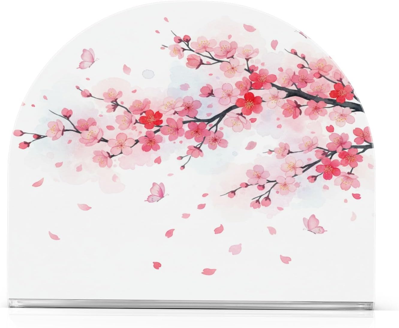 Beautiful Spring Pink Cherry Blossom Napkin Holder for Table Kitchen Decor Acrylic Paper Napkin Holders for Tissue Dining Room Indoor Outdoor Party Holiday Accessories