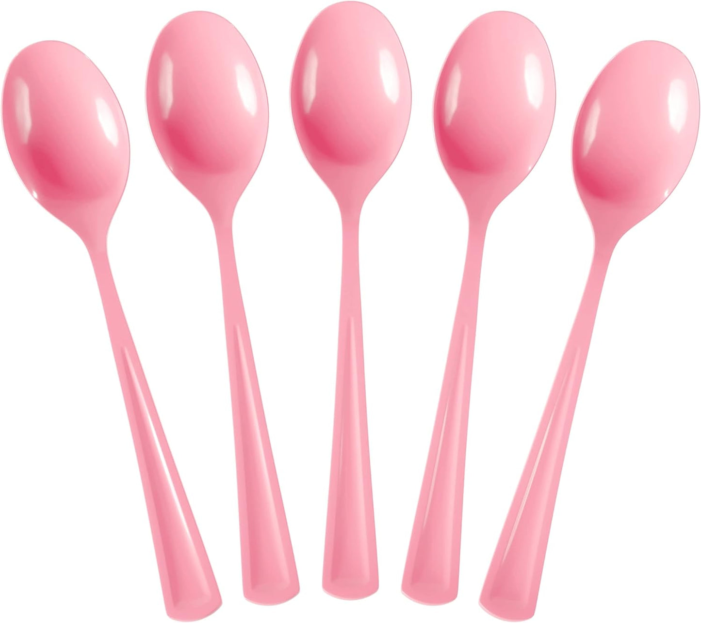 Party Solids Pink Plastic Spoons 100 Pieces Pink Spoons Disposable Utensils Heavy Duty Plastic Cutlery Set Disposable Cutlery Sets Flatware Sets Silverware Set Party Supplies & Party Tableware