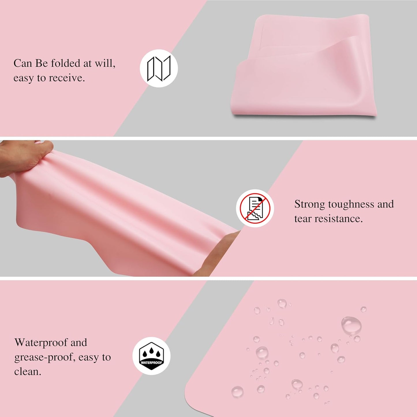 3Pcs 15.7"x 11.8"x 0.03" Pink Silicone Mat, Silicone Mats, Silicone Placemats for Kitchen Counter, Jewelry, Paiting