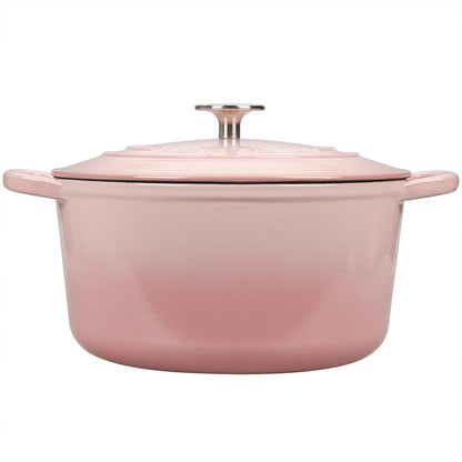 EDGING CASTING Enameled Cast Iron Dutch Oven with Sourdough Bread Baking Kit, Bread Dutch Oven with Lid, Includes Proofing Basket & Baking Tools, 5qt, Pink