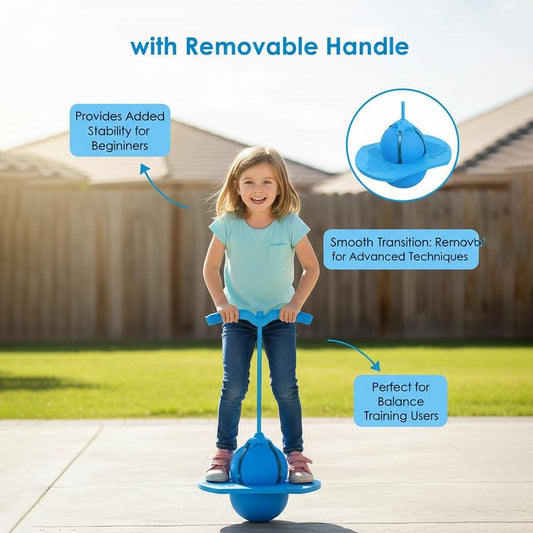 Children Balance Jumping Ball, 2026 Upgraded Non-Slip Jump Balance Ball with Handle and Pump, Crazy Jumping Balance Board for Kids, High Jump Toy Bounce Jump Trick Board