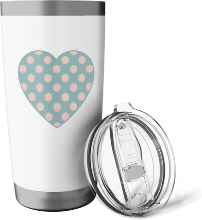 Cute Dusty Teal and Peach Pink Polka Dot Aesthetic Pattern Stainless Steel Insulated Tumbler