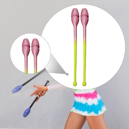 Rhythmic Gymnastics Club Connectable Gymnastics Rod Non Slip Easy to Control Training Tool Dance Prop for Adults Kids Show, Pink Yellow, 35CM