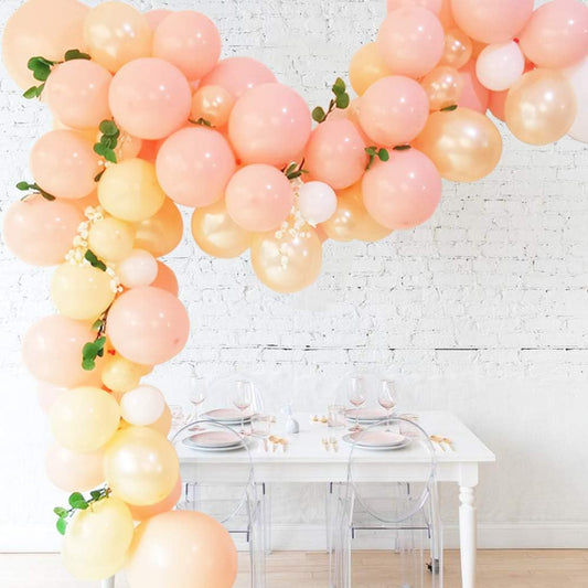 Peach Balloon Arch Garland Kit 5-18" Peach Blush White and Champagne Balloon for Baby Shower Peach Wedding Decorations Glue Dots Balloon Stripe Tape Hooks Easy DIY for First Use (Peach Color)