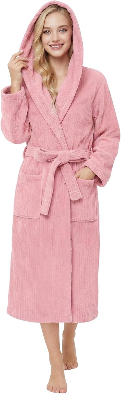 PJGGZ Hooded Bathrobes for Women, Soft Long Towel Robes for Women - Quick Dry yet Warm