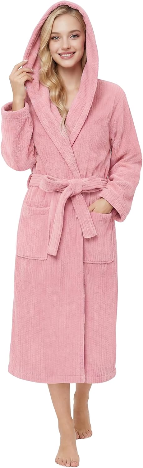 PJGGZ Hooded Bathrobes for Women, Soft Long Towel Robes for Women - Quick Dry yet Warm