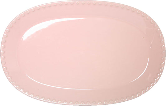 Paris Hilton Oval Ceramic Serving Platter with Heart Rim Detailing, Iconic Stoneware for Entertaining & Display, 17x11 Inches, Pink