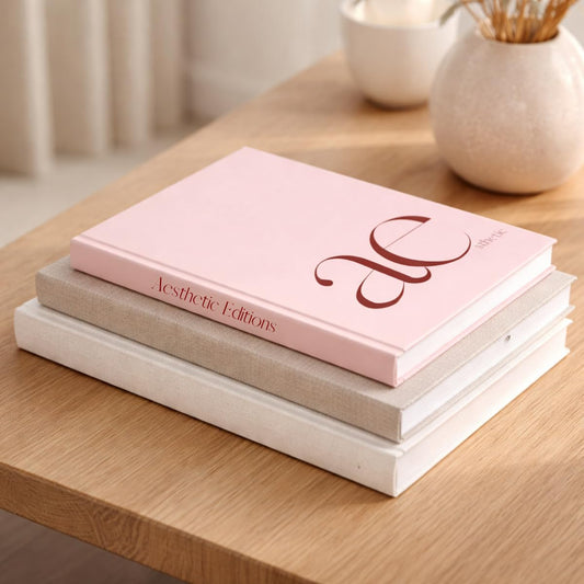 Aesthetic Large Pink Coffee Table Book: Neutral Decorative Hardcover | Minimalist Faux Display Decorative Book with 350 Blank Pages for Decor Books for Coffee Table & Shelves