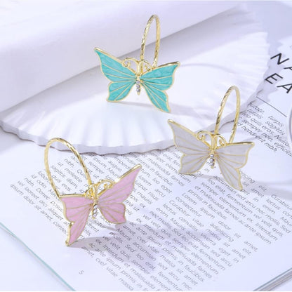 Butterfly Napkin Rings Set of 8, Flower Butterfly Napkin Ring Holder for Easter, Wedding, Christmas, Dinner Party, Family Gathering Napkin Cloth Ornament Decoration Table Accessories (Pink)