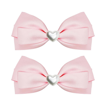 2pcs Pink hair bows for girls, cute bow hair clips for women, light pink hair bow with alligator hair clip, christmas and valentines hair bows, hair accessories for girls