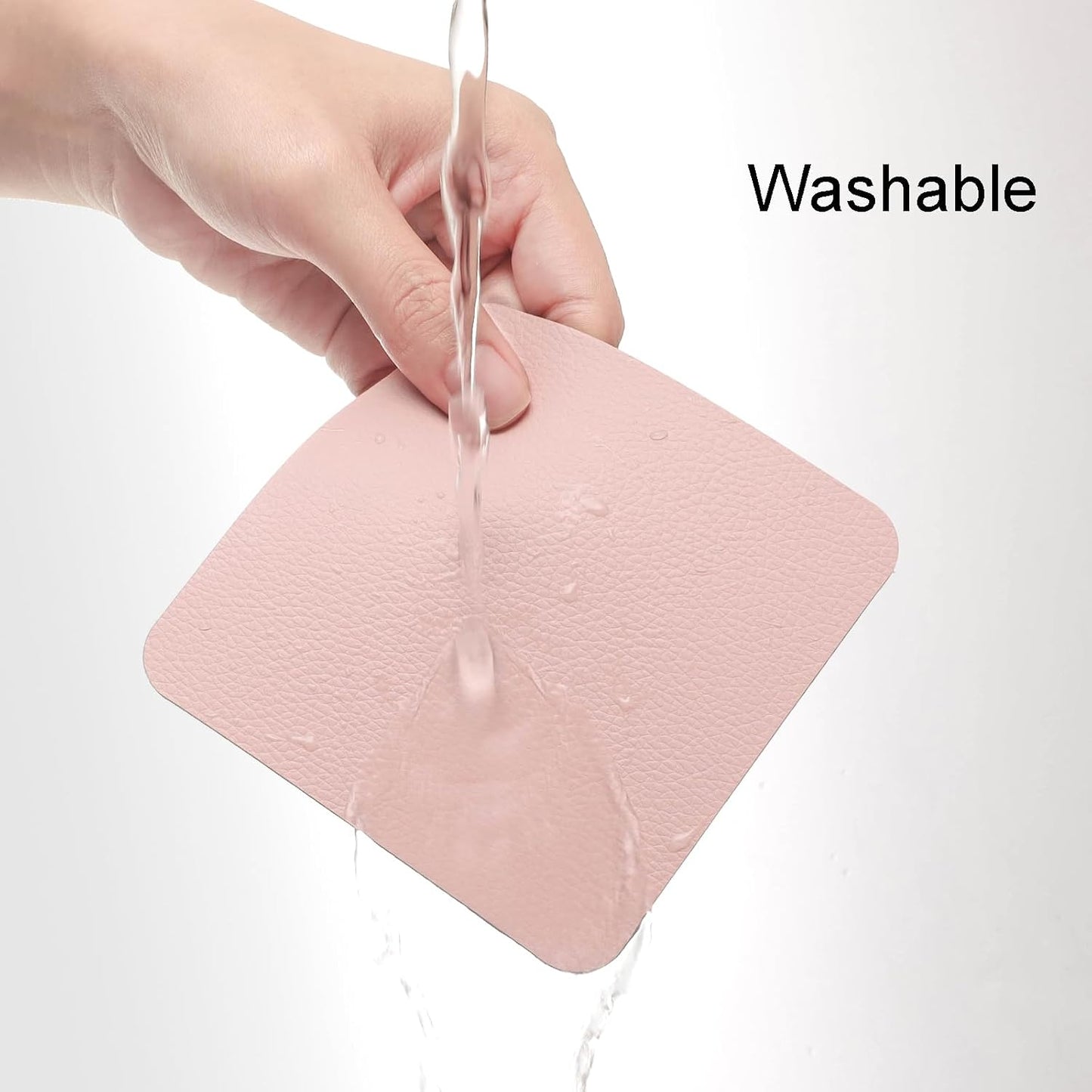 Myir JUN Coasters Glass Coasters Set of 12 4 inch Double Sided Faux Leather Coaster Waterproof Non-Slip Easy to Clean with Coaster Holder(Gray Pink)