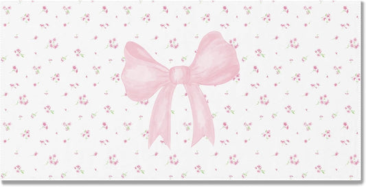 Coquette Pink Bow Floral Beach Towel 60x30 Inches, Preppy Bow Flower Girls Sand Free Swim Towels for Women Bath Swimming Pool Camping Travel, Pink Oversized XL Beach Towels