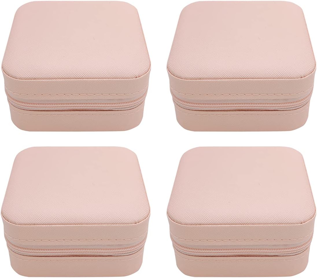 TRODANCE Mini Jewelry Case, Small Travel Jewelry Organizer, Portable Jewelry Box Mini Storage Organizer Display Box For Rings Earrings Necklaces (Pink-4)