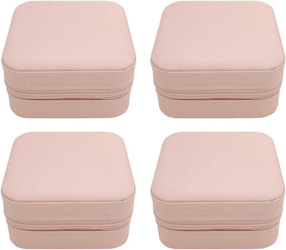 TRODANCE Mini Jewelry Case, Small Travel Jewelry Organizer, Portable Jewelry Box Mini Storage Organizer Display Box For Rings Earrings Necklaces (Pink-4)