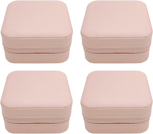 TRODANCE Mini Jewelry Case, Small Travel Jewelry Organizer, Portable Jewelry Box Mini Storage Organizer Display Box For Rings Earrings Necklaces (Pink-4)