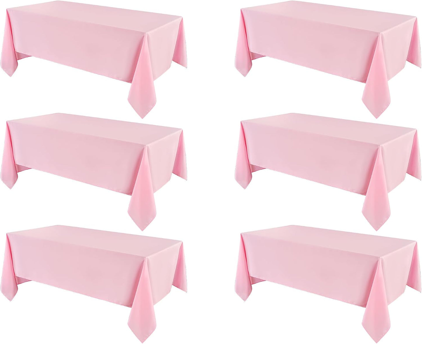 Rectangle Tablecloths 90x132 Inch 6 Pack Pink Tablecloth for 6ft Washable Decorative Linen Polyester Table Cloths for 8ft Dining Table Banquets Buffet Parties and Wedding