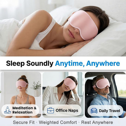 Weighted Eye Masks for Sleep Women: 3D Contoured Blackout Sleep Mask with Zero Pressure, Eyelash Friendly & Comfortable Blindfold for Airplane Travel, Night Shift Nurse, Yoga & Thoughtful Gift, Pink