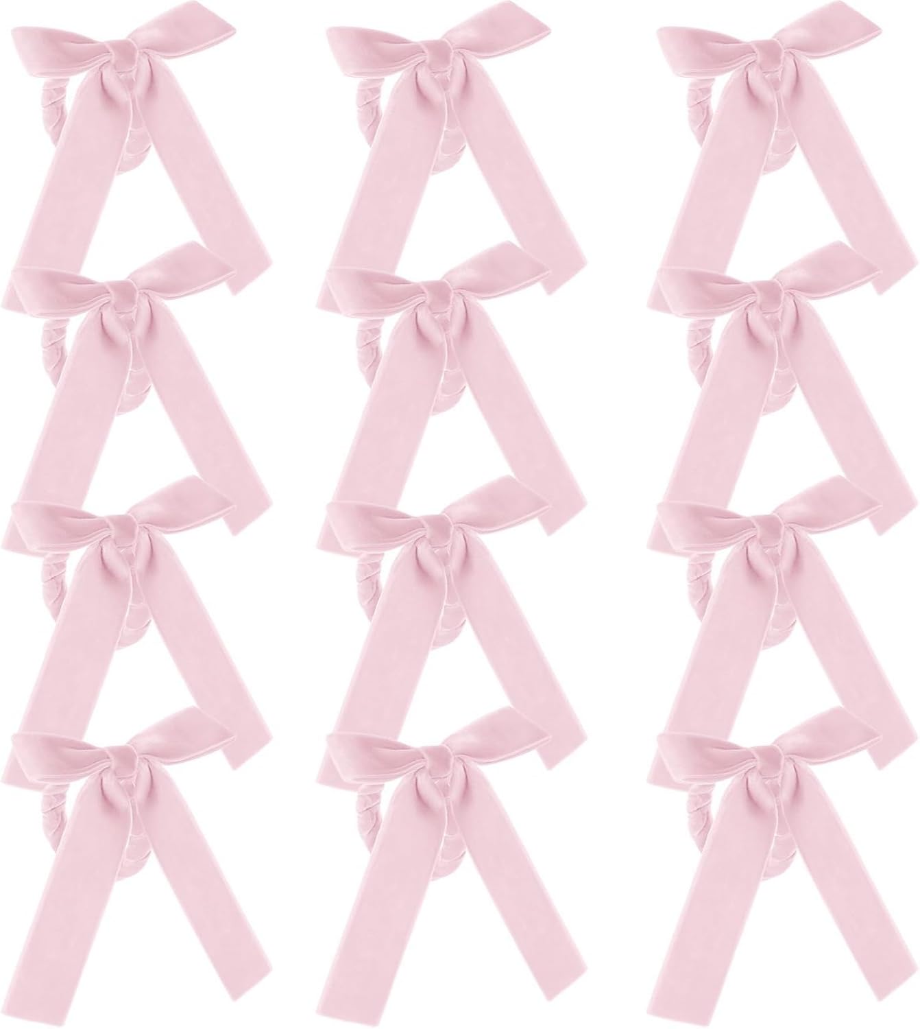 12 Pcs Pink Napkin Rings Velvet Bow Napkin Holders Buckle for Wine Bottles Valentines Candlestick Holiday Birthday Party Anniversary Dinner Wedding Dining Table Decoration