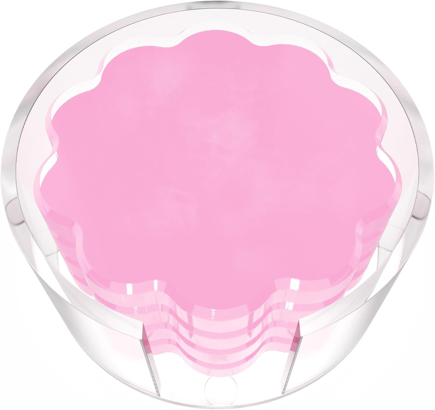 GRAHAM DESIGN Scalloped Acrylic Drink Coaster Set 4‑Pack with Holder – Pink Minimalist Beverage Coasters, Non‑Slip Table Protector, Modern Housewarming Gift